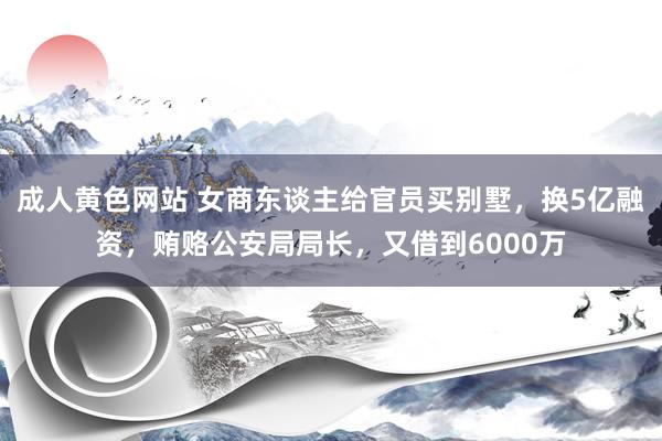 成人黄色网站 女商东谈主给官员买别墅，换5亿融资，贿赂公安局局长，又借到6000万