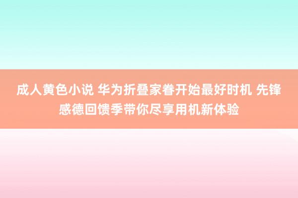 成人黄色小说 华为折叠家眷开始最好时机 先锋感德回馈季带你尽享用机新体验