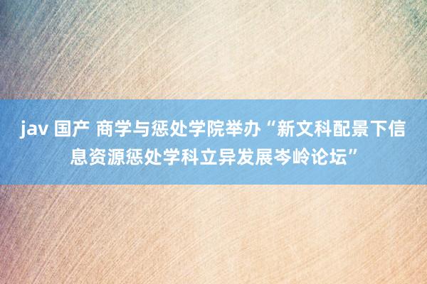 jav 国产 商学与惩处学院举办“新文科配景下信息资源惩处学科立异发展岑岭论坛”