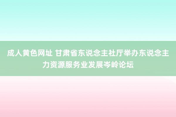 成人黄色网址 甘肃省东说念主社厅举办东说念主力资源服务业发展岑岭论坛