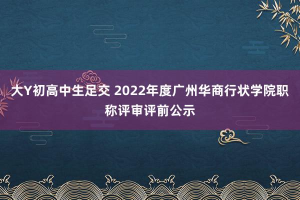 大Y初高中生足交 2022年度广州华商行状学院职称评审评前公示